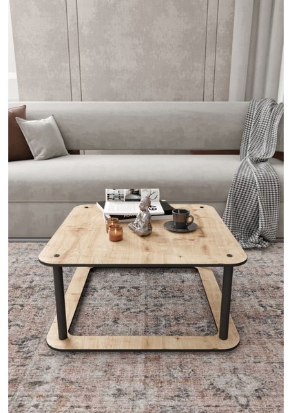 Hole Masivo 70 x 70 Kare Safir Meşe Orta Sehpa