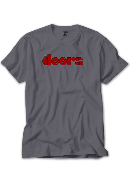 The Doors Logo Red Gri Tişört