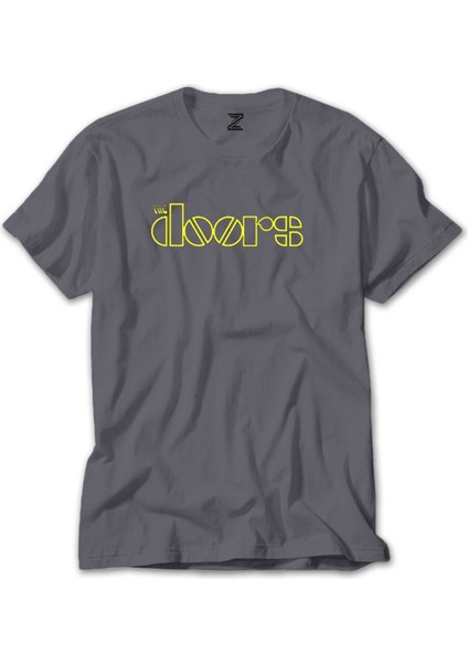 The Doors Logo Yellow Gri Tişört