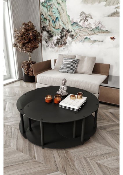 Yin Yang Unıty Serenıty Orta Sehpa 4 Lü SIYAH-100 cm