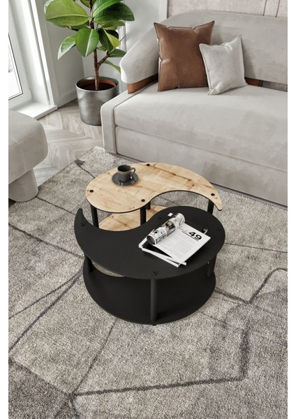 Yin Yang Unıty Serenıty 2'li Safir Siyah 70 cm Orta Sehpa
