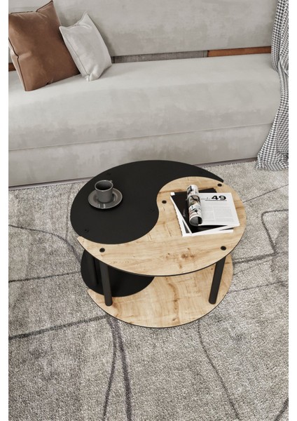 Yin Yang Unıty Serenıty 2'li Safir Siyah 70 cm Orta Sehpa