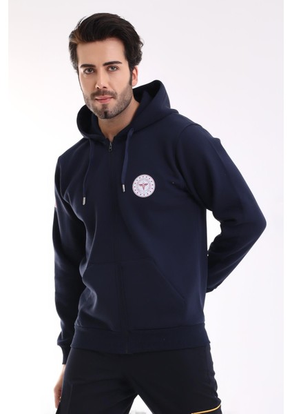 112 Acil Sağlık Unisex Kapşonlu Hırka - Lacivert
