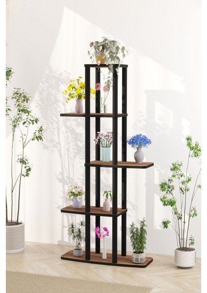 Yeni Gardenya Çok Katlı Çiçeklik Saksılık Barok Ceviz 18