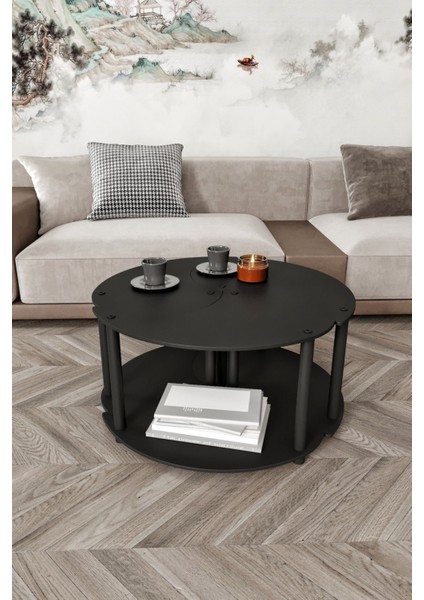 Yin Yang Unıty Serenıty Orta Sehpa 3 Lü Siyah 70CM