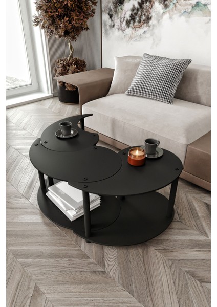 Yin Yang Unıty Serenıty Orta Sehpa 3 Lü Siyah 70CM