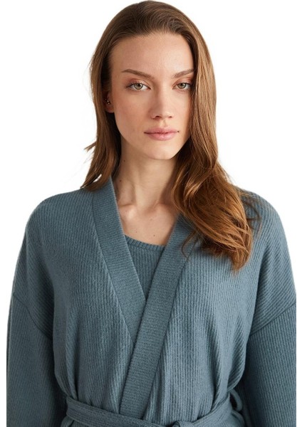 Yumuşak Dokulu Sabahlıklı Üçlü Kadın Pijama Takım 9529 indirimleri