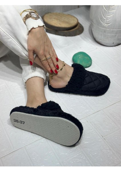 Kışlık Kadın Ev Içi Terliği Polarlı Peluş Rahat Kapitone Dikişli Hafif Kaymaz Taban Yumuşak Günlük fiyatları