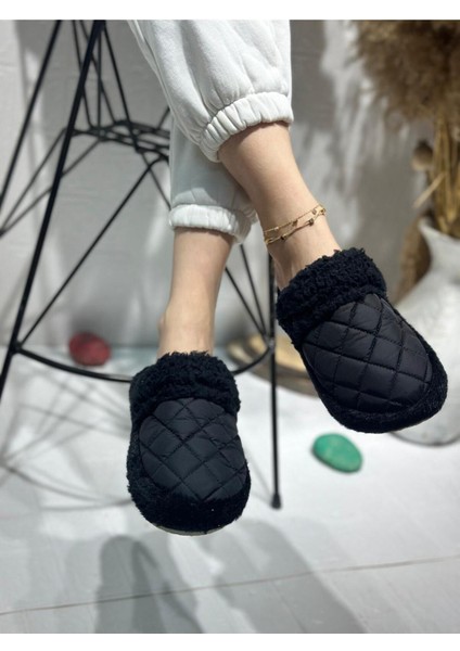 Kışlık Kadın Ev Içi Terliği Polarlı Peluş Rahat Kapitone Dikişli Hafif Kaymaz Taban Yumuşak Günlük fırsatları