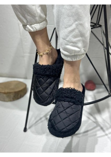 Kışlık Kadın Ev Içi Terliği Polarlı Peluş Rahat Kapitone Dikişli Hafif Kaymaz Taban Yumuşak Günlük indirimleri