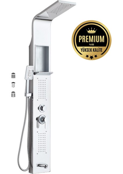 Paslanmaz Çelik Gümüş Renk Duş Paneli Robot Duş - Duş Fıskiyesi Masajlı Duş Seti