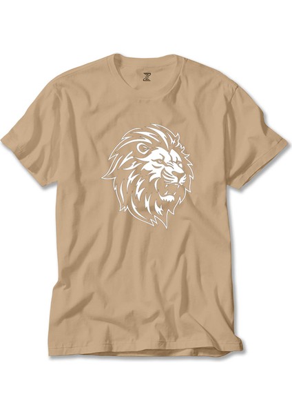 Black And White Lion Krem Tişört