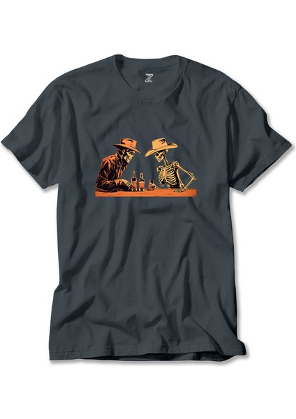 Skelton Cowboy Bar Füme Tişört