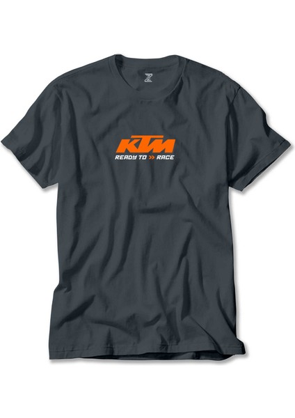 Ktm Ready To Race Text Füme Tişört