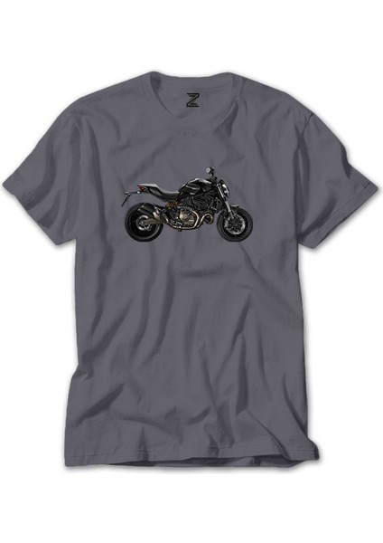 Ducati Monster Motosiklet Canavarı 821 Gri Tişört