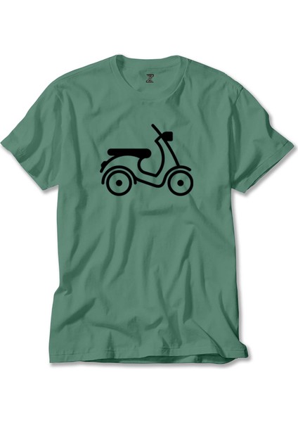 Vespa Scotter Siluet Yeşil Tişört