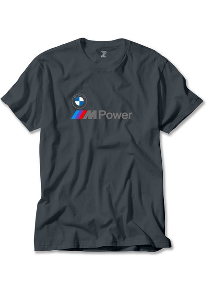 Bmw Logo M Power Yazı Füme Tişört