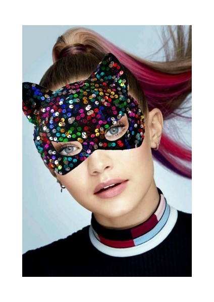 Siyah Kadife Payetli Parti Maskesi fiyatları