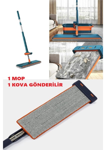 Lüks Katlanabilir Tekerli Kovalı Kendini Sıkabilen Mop