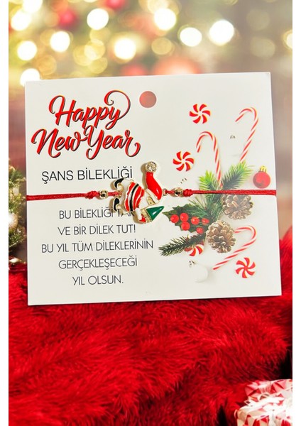 Çam Ağacı ve Noel Baba Charm Yılbaşı Şans Bilekliği