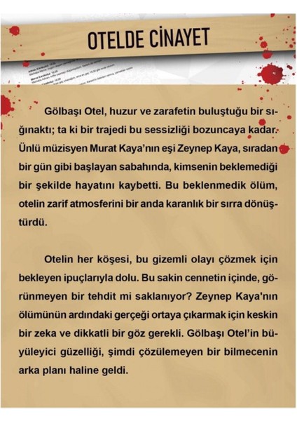 Dedektif Oyunu "otelde Cinayet" Cinayet Çözme Oyun Tatilde Arkadaşlarla Kutu Oyunu Yılbaşı Oyunları fiyatları