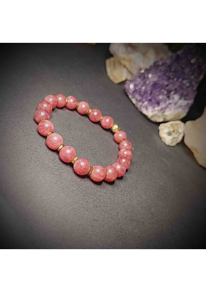 Gül Kuvars (8mm) Doğal Taş Bileklik modelleri