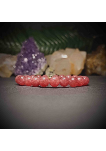 Gül Kuvars (8mm) Doğal Taş Bileklik-1 modelleri