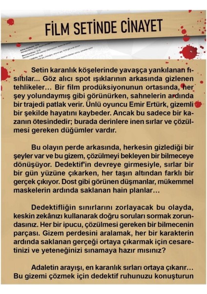 Dedektif Oyunu "film Setinde C" Cinayet Çözme Oyun Tatilde Arkadaşlarla Kutu Oyunu Yılbaşı Oyun Oyna fiyatları