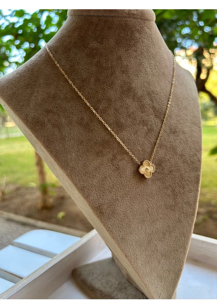 Çelik Full Gold 4 Yapraklı Yonca Kolye modelleri