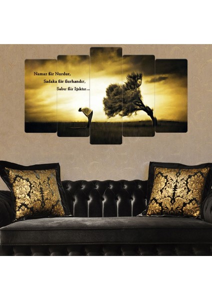 Zevahir 5 Parça Mdf Eğilen Ağaç Namaz Dini Tablo