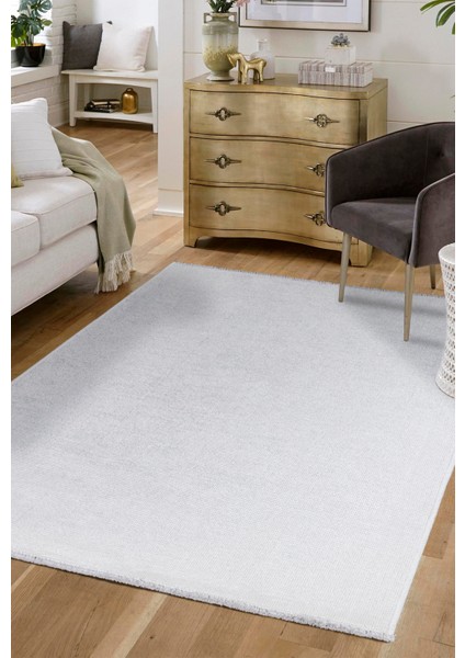 Versale Yıkanabilir Kaydırmaz, Pamuk Dokuma, Premium Kalite Salon&mutfak&yemek Odası Kilim Krem
