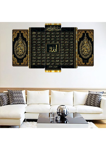 5 Parça Mdf Esmaül Hüsna Tablosu