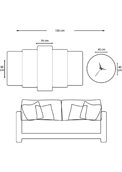 5 Parça Mdf Kar Manzara Tablo ve Mdf Saat Kombin