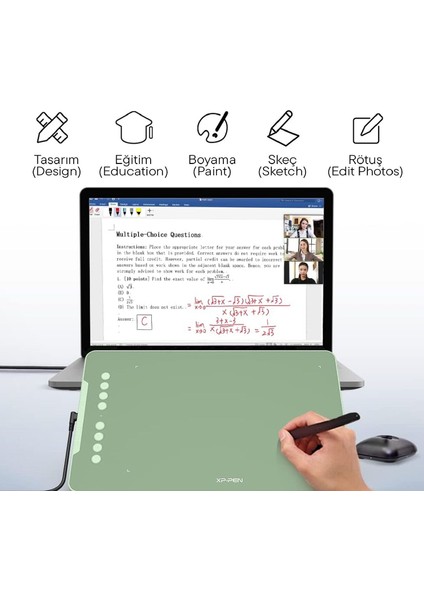 DECO01 V3 Grafik Tablet 16K 8 Kısayol Yeşil