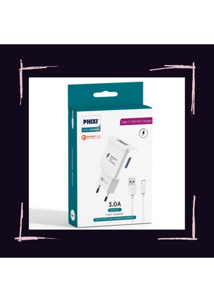 Hızlı Şarj Özellikli QCH202T Basic 12V / 3A Qualcomm 3.0 Type C USB Kablolu Hızlı Şarj Cihazı