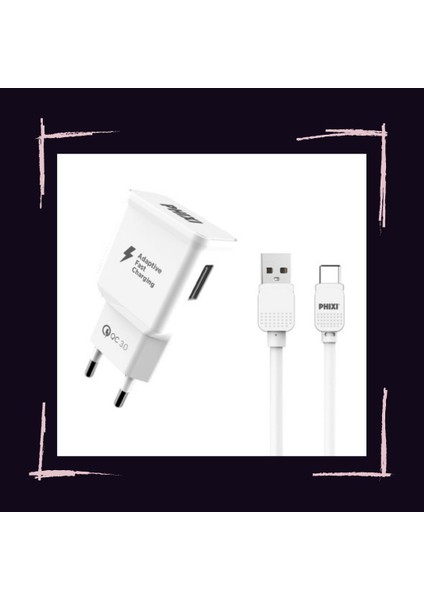 Hızlı Şarj Özellikli QCH202T Basic 12V / 3A Qualcomm 3.0 Type C USB Kablolu Hızlı Şarj Cihazı