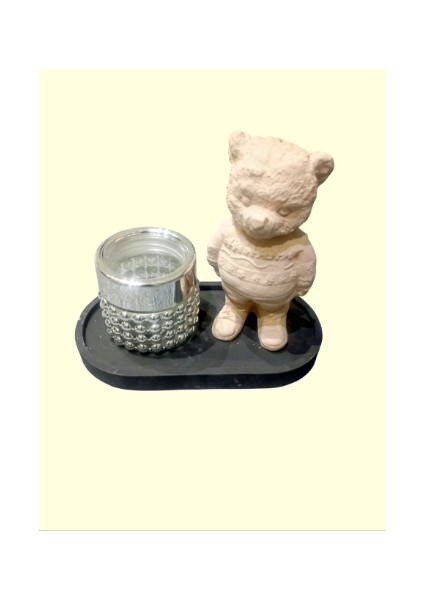 Hediyelik Dekoratif Mum ve Ayı Teddy Biblo Takımı