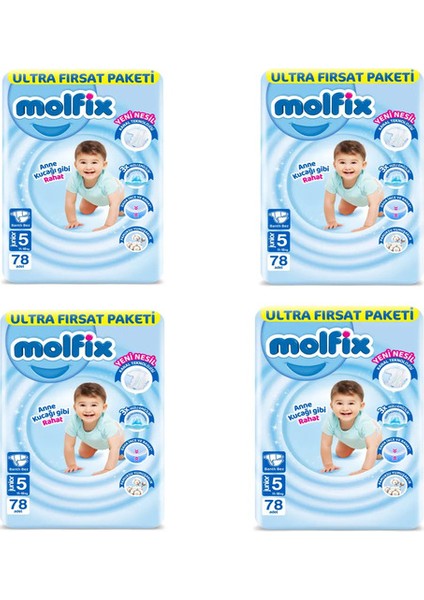 (4 PAKET) 5 Numara Bebek Bezi Ultra Fırsat Paketi 78'li