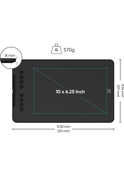 DECO01 V3 Grafik Tablet 16K 8 Kısayol Siyah