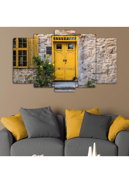 Zevahir 5 Parça Mdf Sarı Renk Kapı Manzara Tablosu
