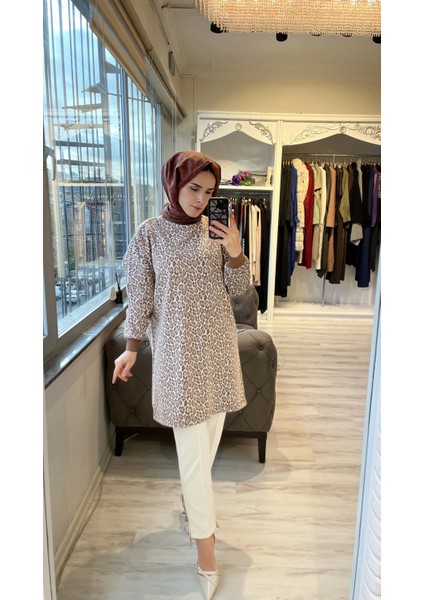 7067 Leopar Desenli Kahverengi Tunik fırsatları