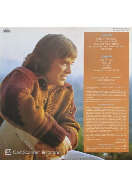 Jose Feliciano - Romance in the Night LP Plak