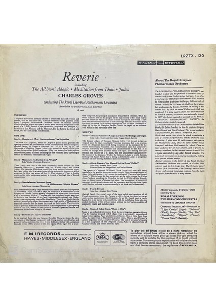 Charles Groves – Reverie The Albinoni Adagio LP Plak