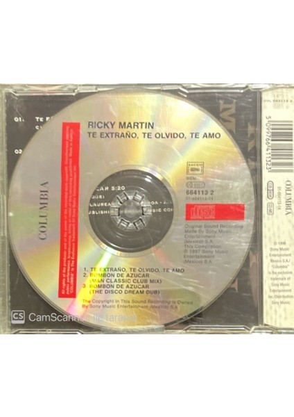 Ricky Martin - T-e Extrano, To Olvido, Te Amo Maxi Single CD