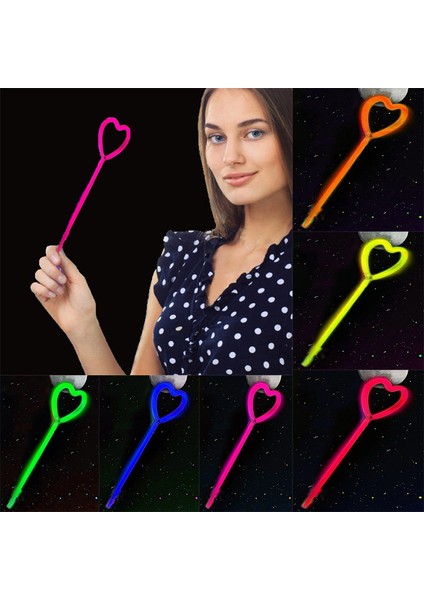 Nessiworld Karanlıkta Yanan Glow Stick Partisi Kalp Şekilli Asa Sopa 6 Renk 6 Adet