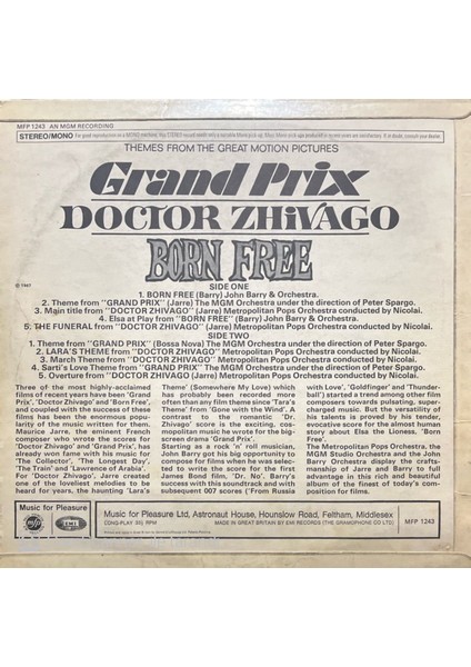 Grand Prix Doctor Zhivago Born Free LP Plak fiyatları