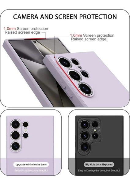 Samsung Galaxy S24 Ultra Uyumlu Içi Kadife 3D Kamera Korumalı Darbe Emici Elden Kaymaz Silikon Kılıf