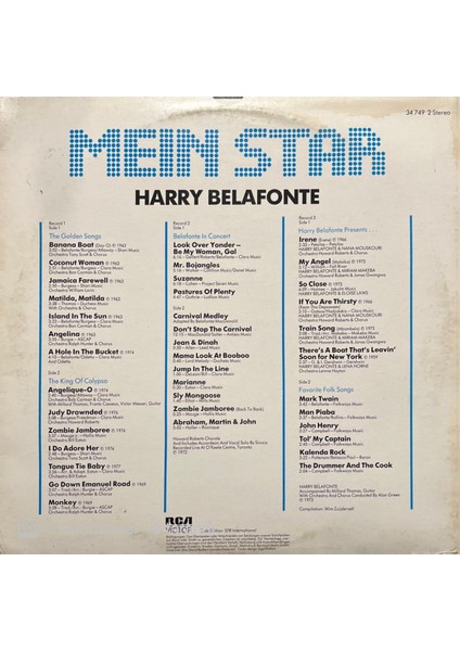 Harry Belafonte – Mein Star (Day-O) Triple LP Plak