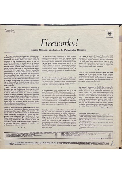 Eugene Ormandy – Conducts The PhiladeLPhia Orchestra LP Plak