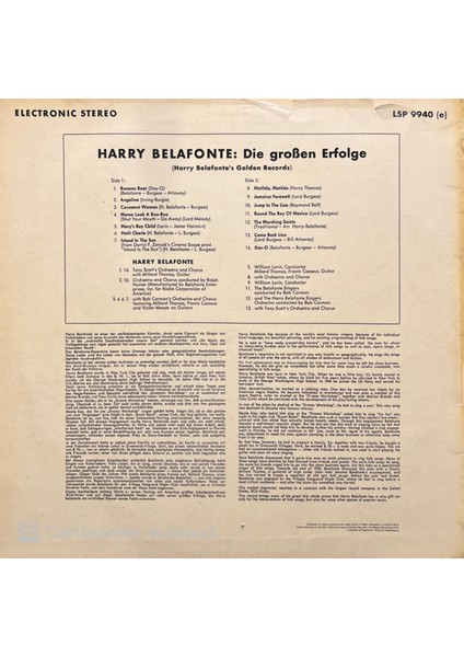 Harry Belafonte – Golden Records (Day-O) LP Plak